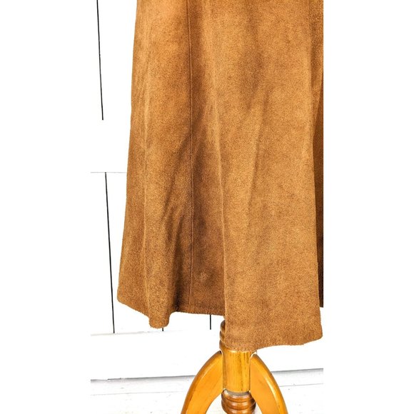 Vintage Avon tan brown suede leather aline long maxi skirt - Picture 6 of 8